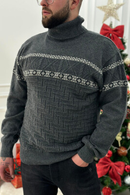 HIGH NECK MEN SWEATER DARK GREY/GEE 