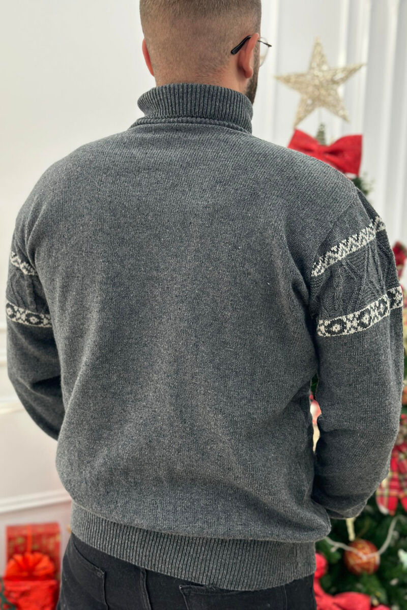 HIGH NECK MEN SWEATER DARK GREY/GEE - 3