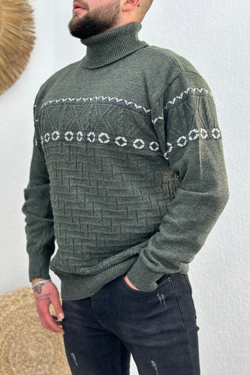 HIGH NECK MEN SWEATER GREEN/JESHILE - 2