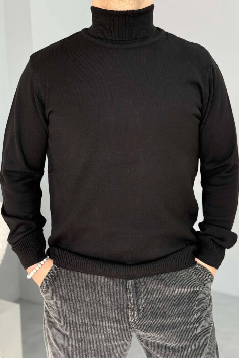 HIGH NECK MEN SWEATER IN BLACK COLOR - 1