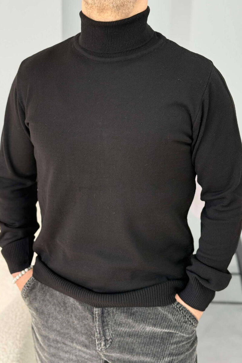 HIGH NECK MEN SWEATER IN BLACK COLOR - 3