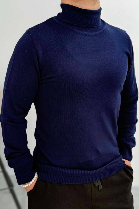 HIGH NECK MEN SWEATER IN BLUE COLOR - 1