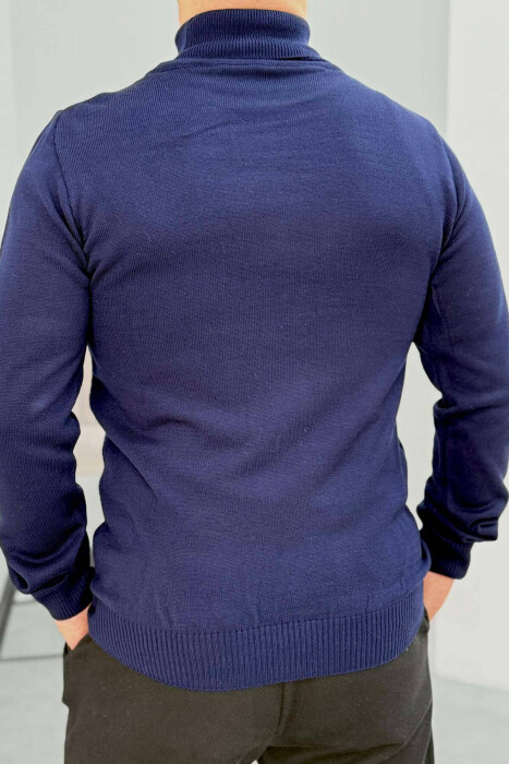 HIGH NECK MEN SWEATER IN BLUE COLOR - 2