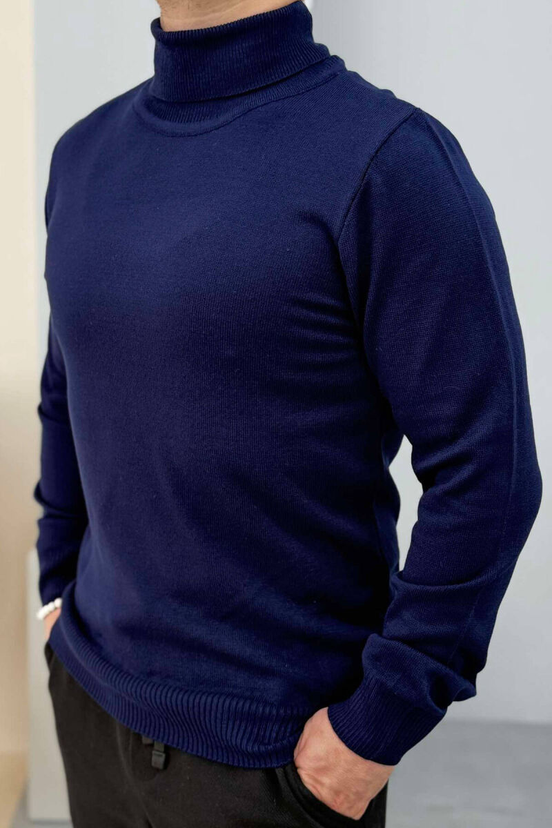 HIGH NECK MEN SWEATER IN BLUE COLOR - 3