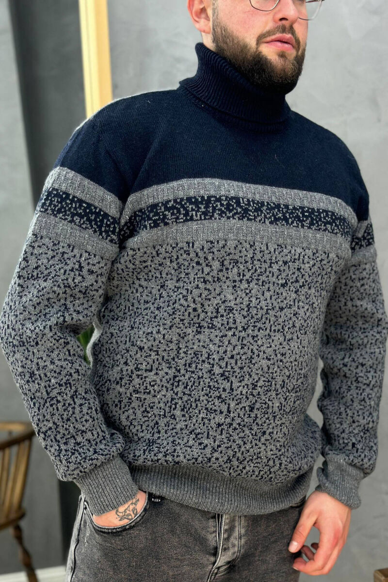 HIGH NECK MEN SWEATER IN BLUE COLOR - 1