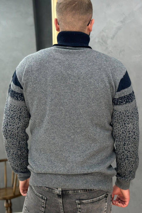 HIGH NECK MEN SWEATER IN BLUE COLOR - 2