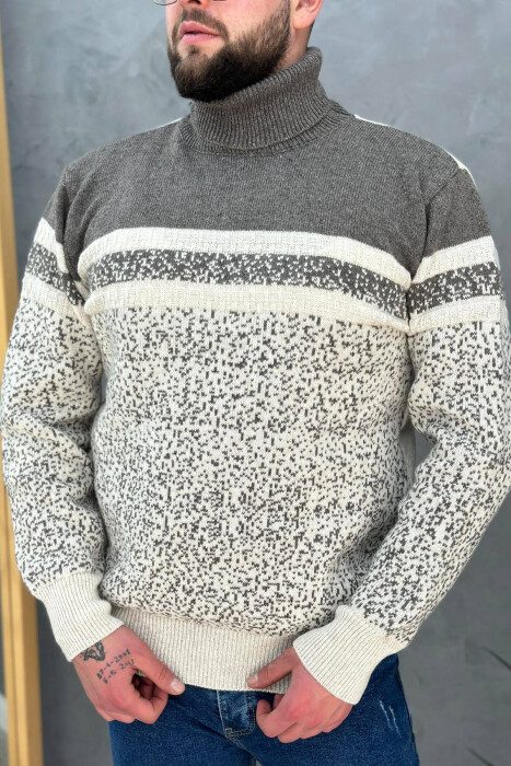 HIGH NECK MEN SWEATER IN BROWN COLOR 