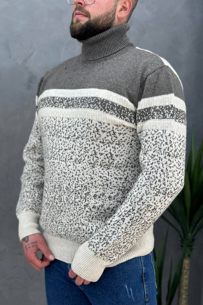 HIGH NECK MEN SWEATER IN BROWN COLOR - 2