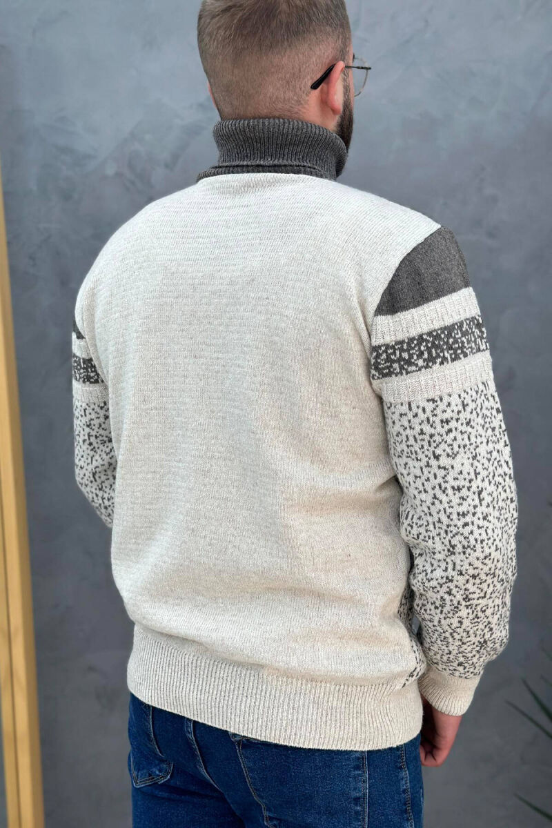 HIGH NECK MEN SWEATER IN BROWN COLOR - 3