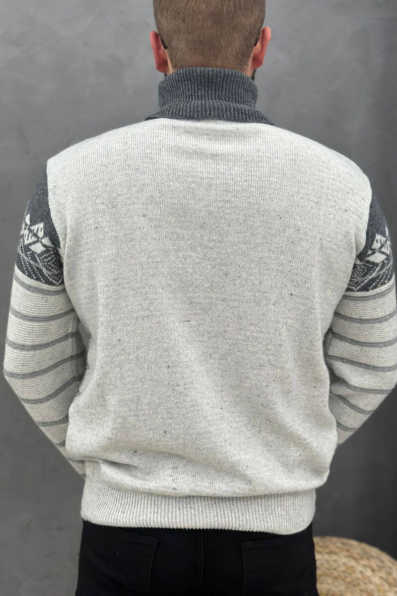 HIGH NECK MEN SWEATER IN CREAM COLOR - 3