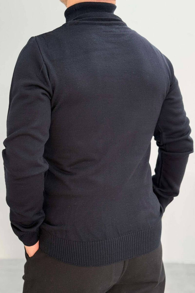 HIGH NECK MEN SWEATER IN DARK BLUE COLOR - 2