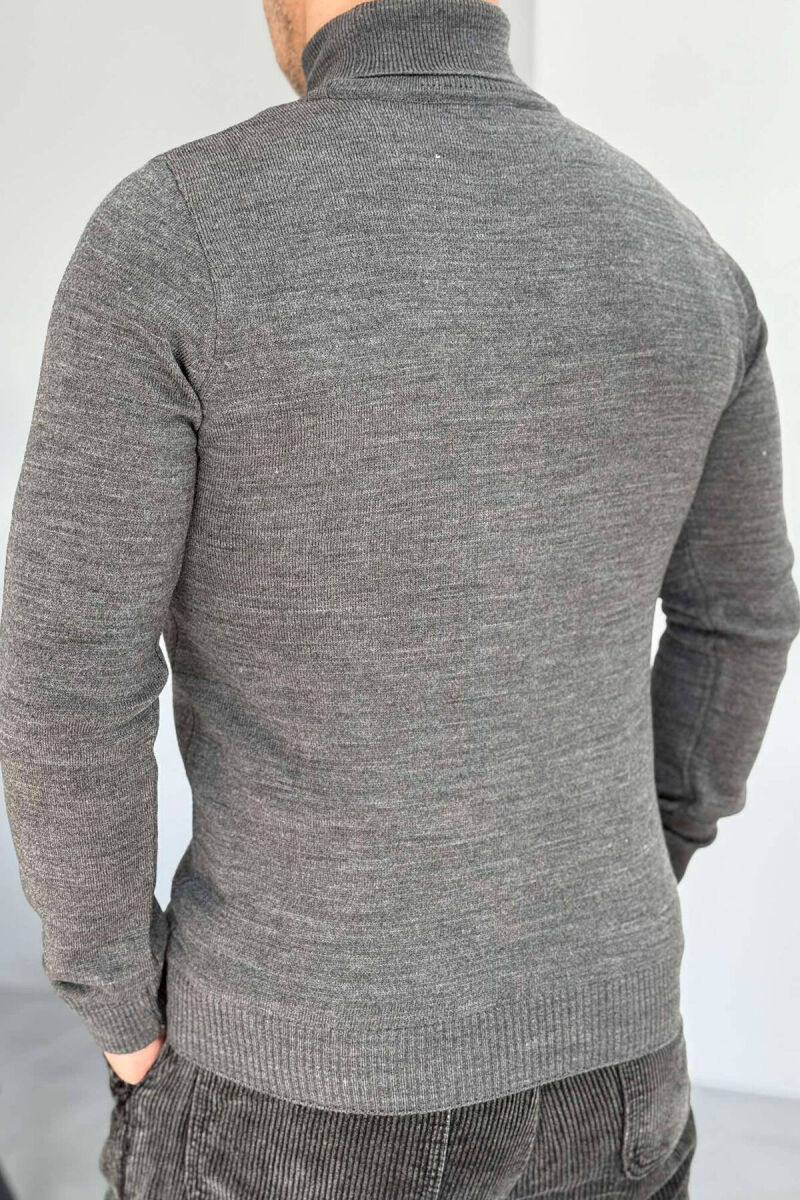 HIGH NECK MEN SWEATER IN DARK GREY COLOR - 3