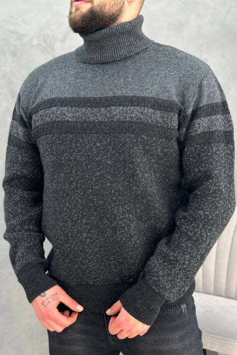 HIGH NECK MEN SWEATER IN DARK GREY COLOR 