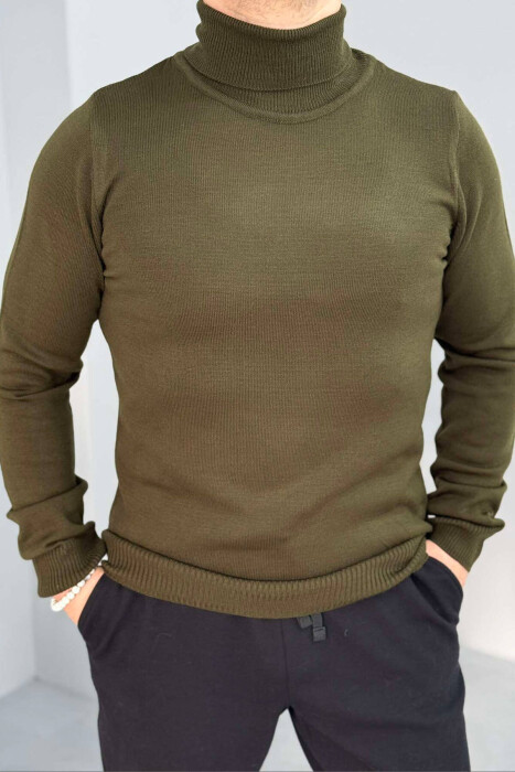 HIGH NECK MEN SWEATER IN GREEN COLOR - 1