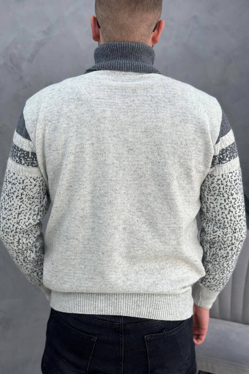 HIGH NECK MEN SWEATER IN GREY COLOR - 2