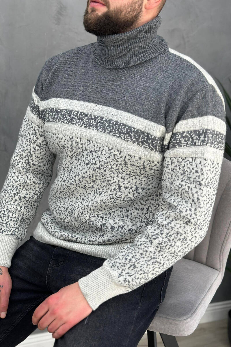 HIGH NECK MEN SWEATER IN GREY COLOR - 4