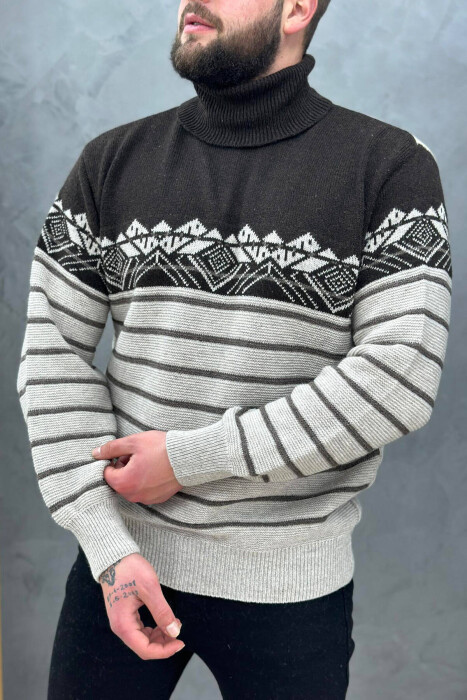 HIGH NECK MEN SWEATER IN LIGHT BEIGE COLOR 