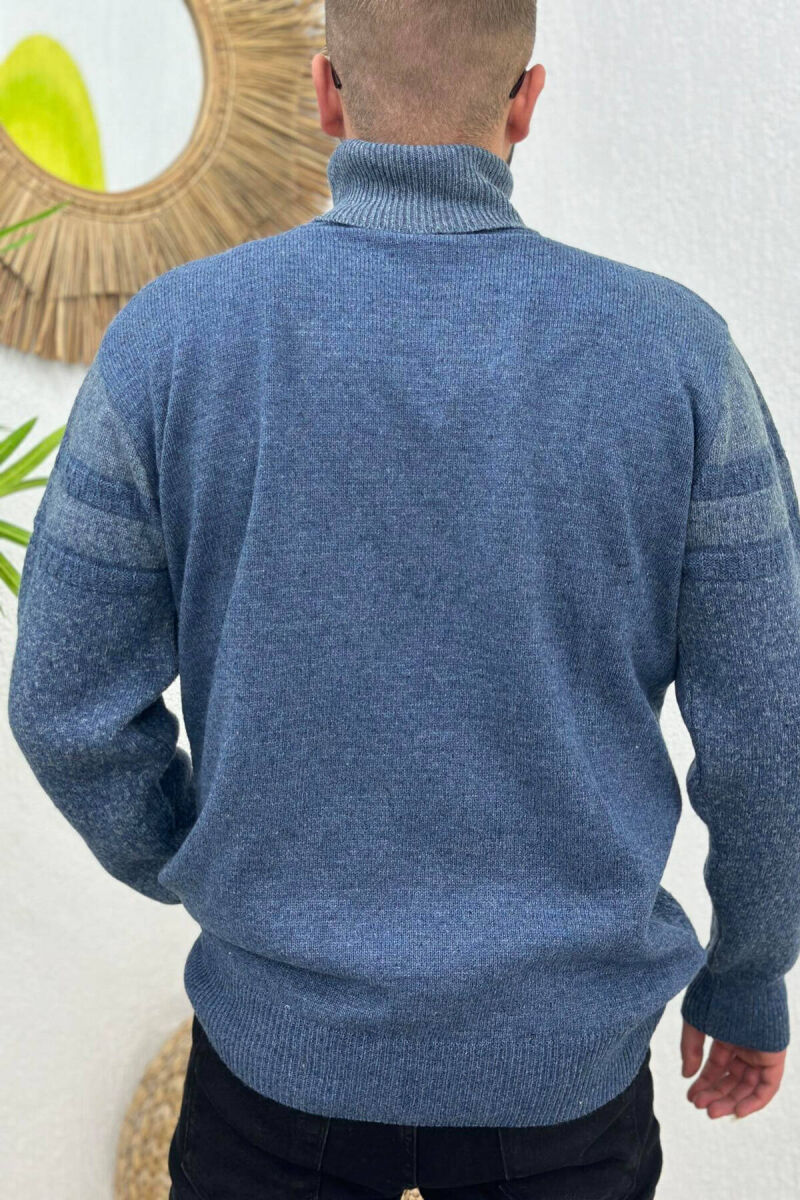 HIGH NECK MEN SWEATER IN LIGHT BLUE COLOR - 2