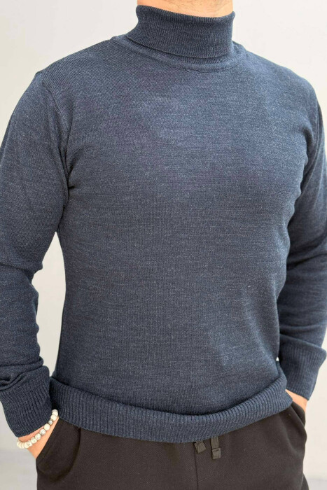 HIGH NECK MEN SWEATER IN LIGHT BLUE COLOR - 1