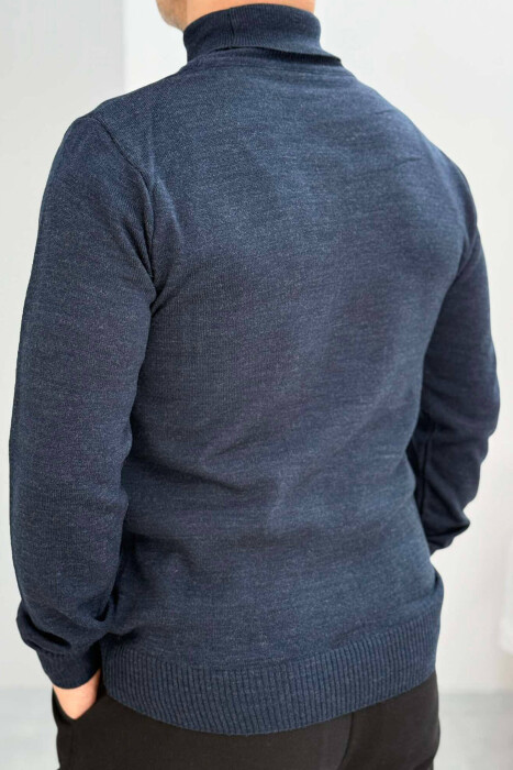 HIGH NECK MEN SWEATER IN LIGHT BLUE COLOR - 2