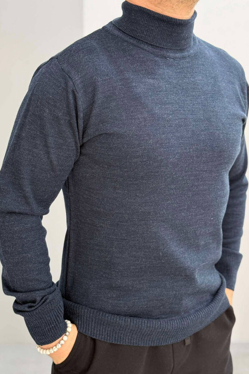 HIGH NECK MEN SWEATER IN LIGHT BLUE COLOR - 3