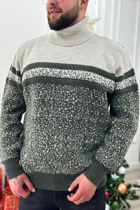 HIGH NECK MEN SWEATER IN LIGHT GREY COLOR 