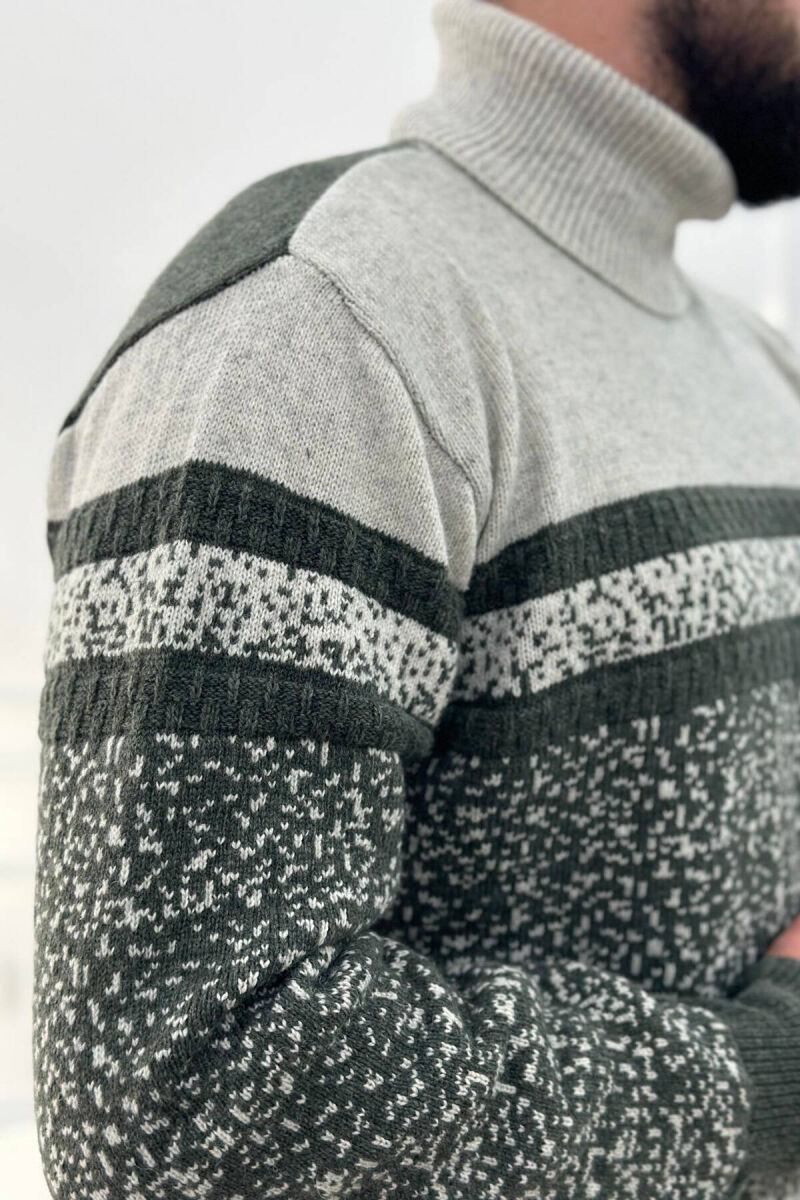 HIGH NECK MEN SWEATER IN LIGHT GREY COLOR - 4