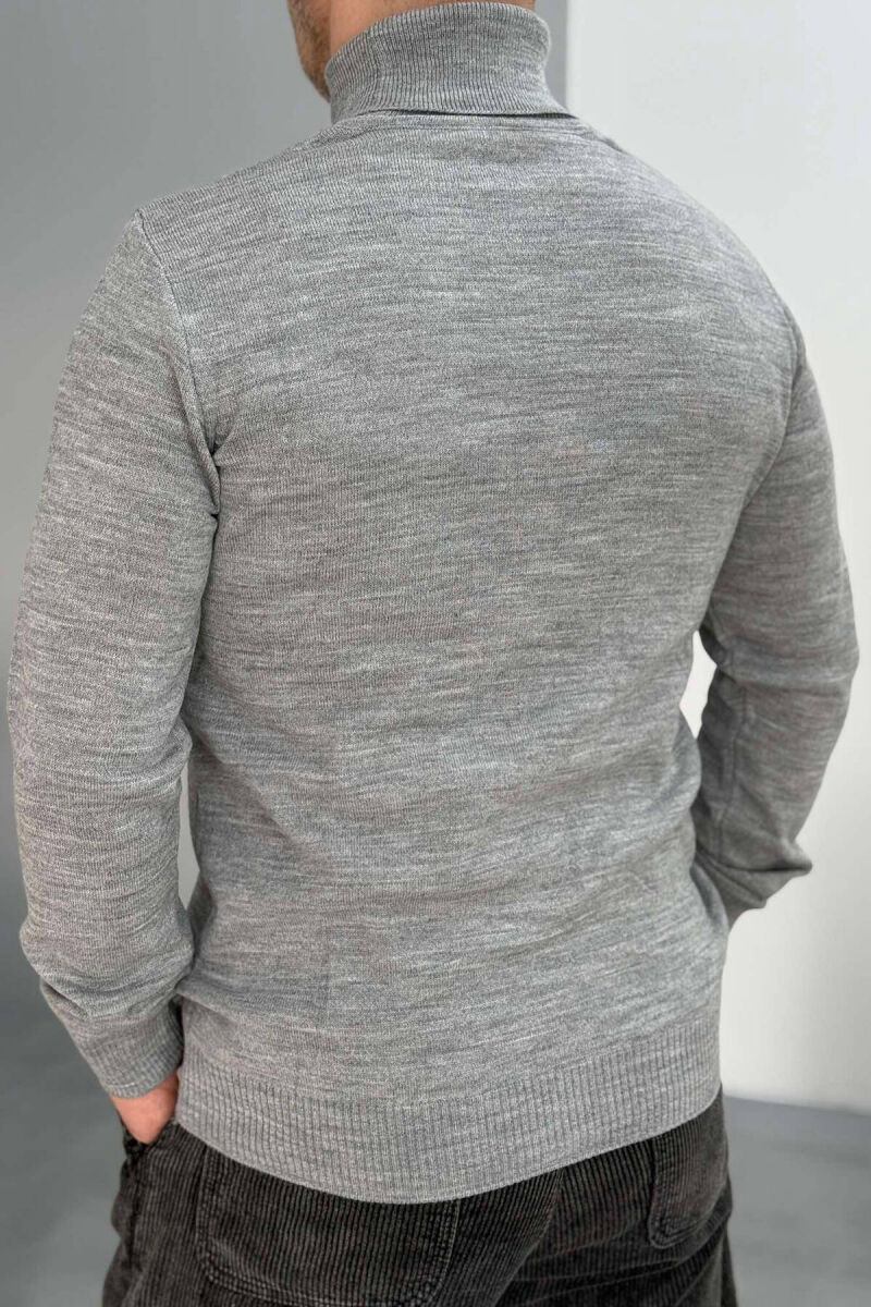 HIGH NECK MEN SWEATER IN LIGHT GREY COLOR - 2