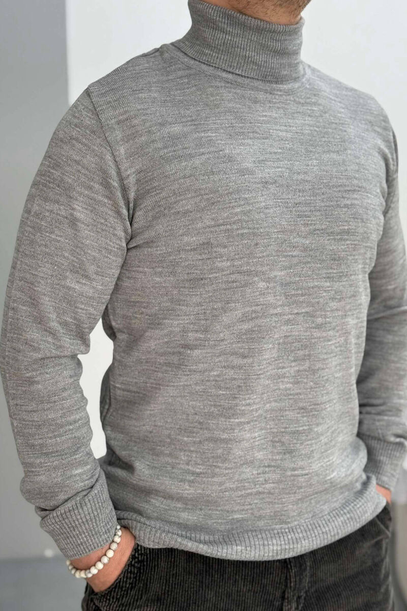 HIGH NECK MEN SWEATER IN LIGHT GREY COLOR - 3