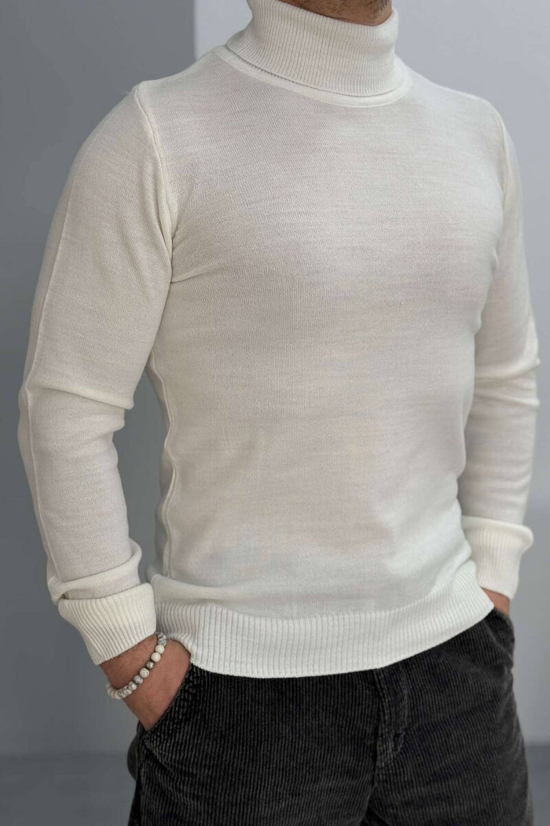 HIGH NECK MEN SWEATER IN WHITE COLOR - 2