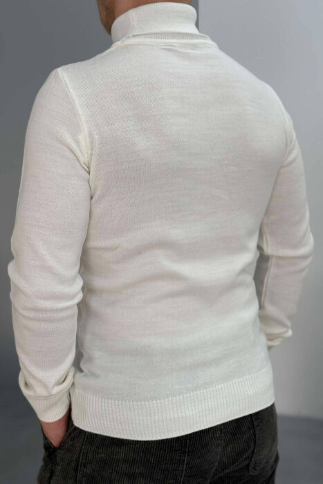 HIGH NECK MEN SWEATER IN WHITE COLOR - 3