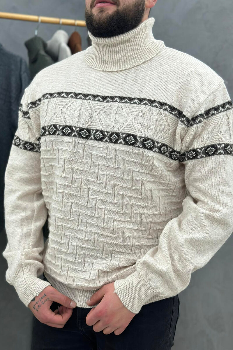 HIGH NECK MEN SWEATER LIGHT BEIGE/BZHZB - 3