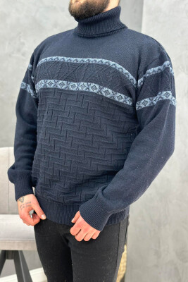 HIGH NECK MEN SWEATER MIDNIGHT BLUE/BLU MESNATE 