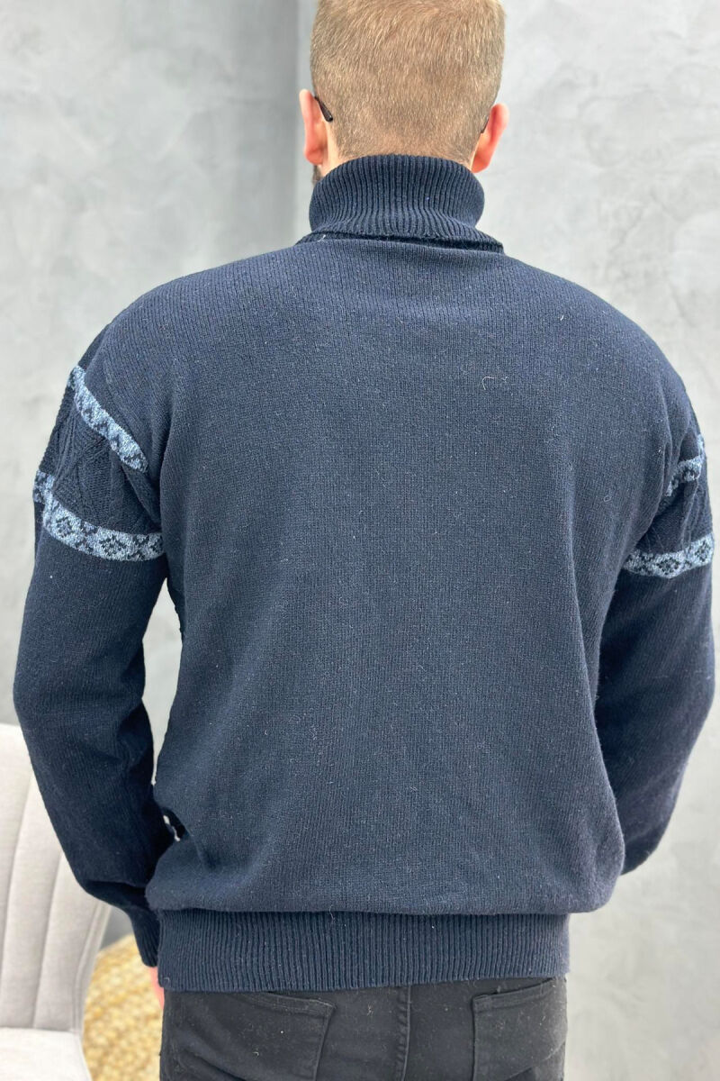 HIGH NECK MEN SWEATER MIDNIGHT BLUE/BLU MESNATE - 3