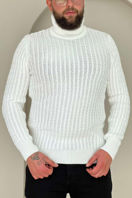 HIGH NECK ONE COLOR WOMAN SWEATER WHITE-E BARDHE 