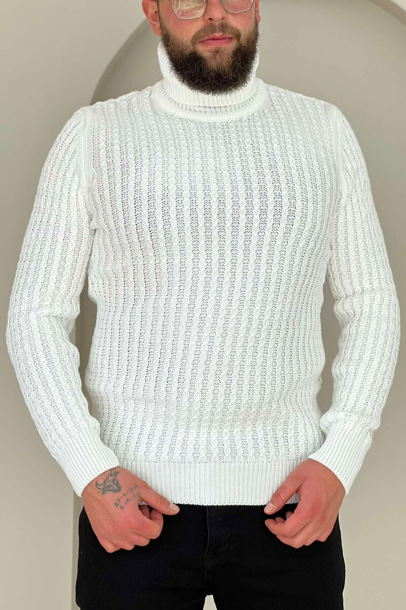 HIGH NECK ONE COLOR WOMAN SWEATER WHITE-E BARDHE - 1