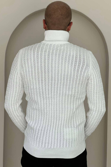 HIGH NECK ONE COLOR WOMAN SWEATER WHITE-E BARDHE - 4