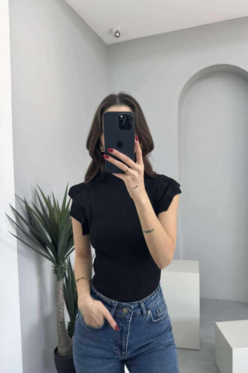 HIGH NECK ONE COLOR WOMEN TANK TOP BLACK/ E ZEZE - 2