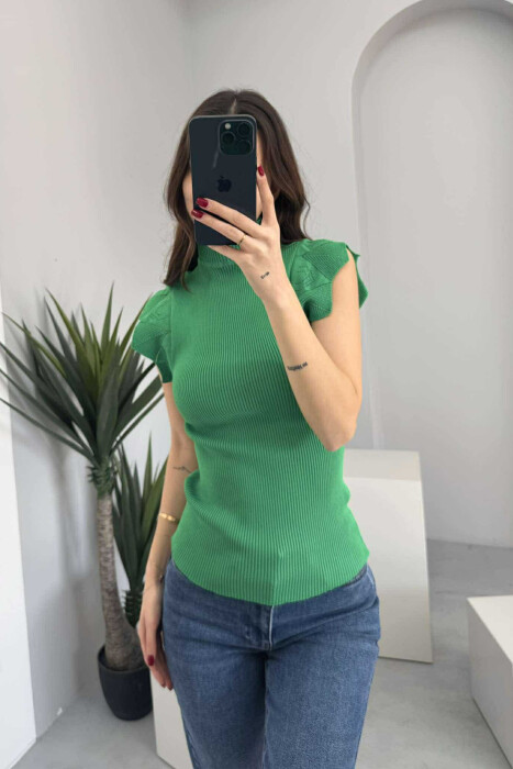 HIGH NECK ONE COLOR WOMEN TANK TOP LIGHT GREEN/JEZB 
