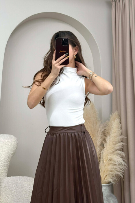 HIGH NECK ONE COLOR WOMEN TANK TOP WHITE-E BARDHE - 6