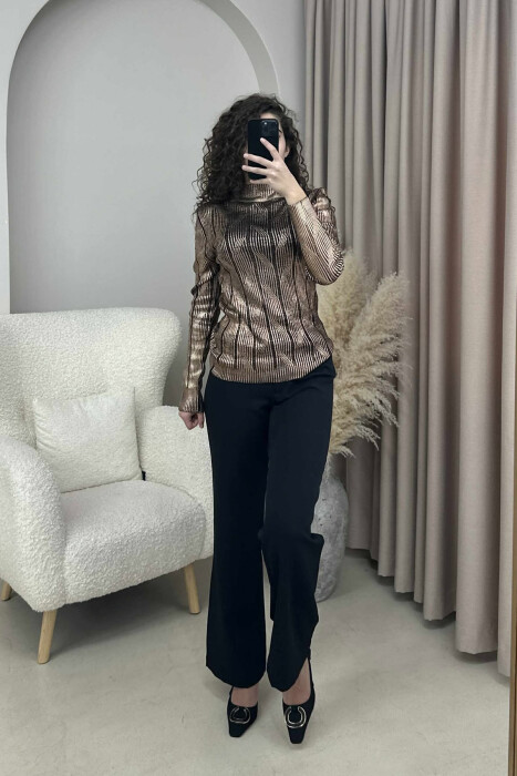 HIGH NECK SHINY MATERIAL WOMEN SWEATER BRONX/BRONX 