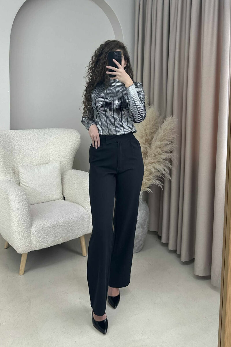 HIGH NECK SHINY MATERIAL WOMEN SWEATER SILVER/ARGJEND - 5