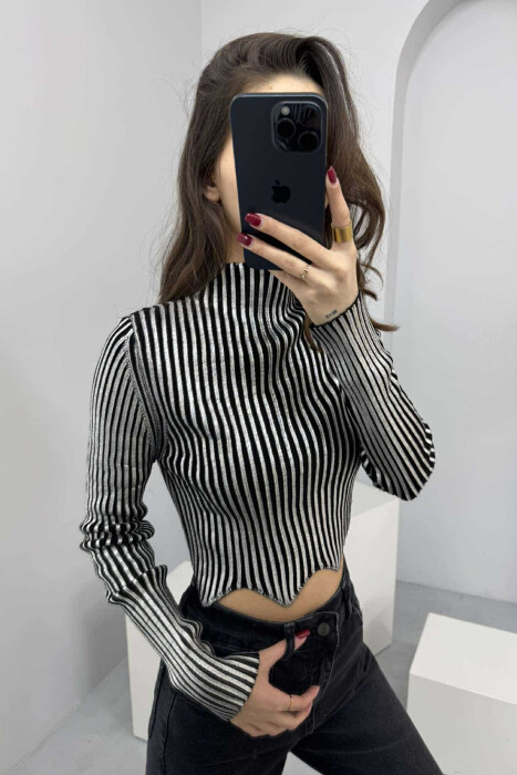 HIGH NECK SHINY WOMEN SWEATER SILVER/ARGJEND - 2