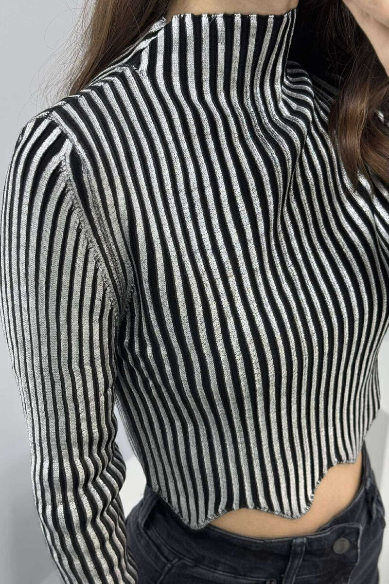 HIGH NECK SHINY WOMEN SWEATER SILVER/ARGJEND - 4