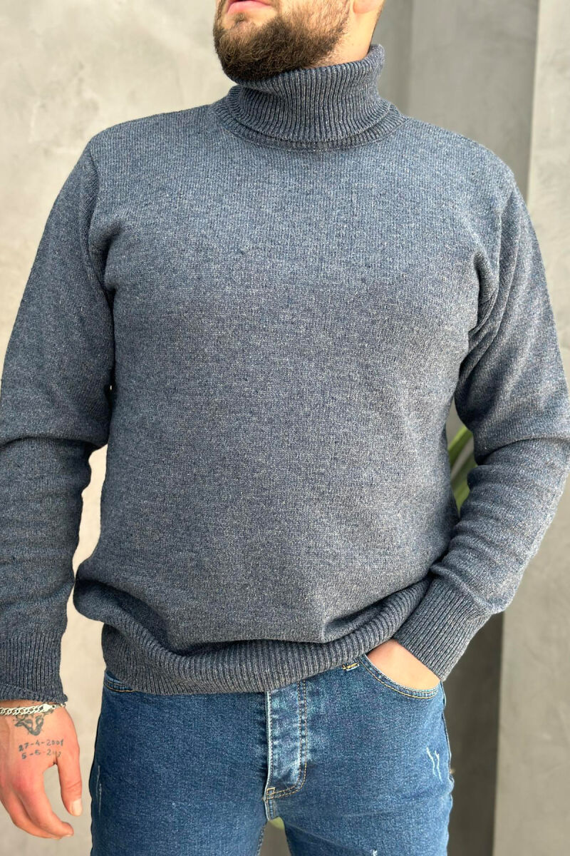 HIGH NECK SIMPLE MAN SWEATER BLUE/BLU - 2