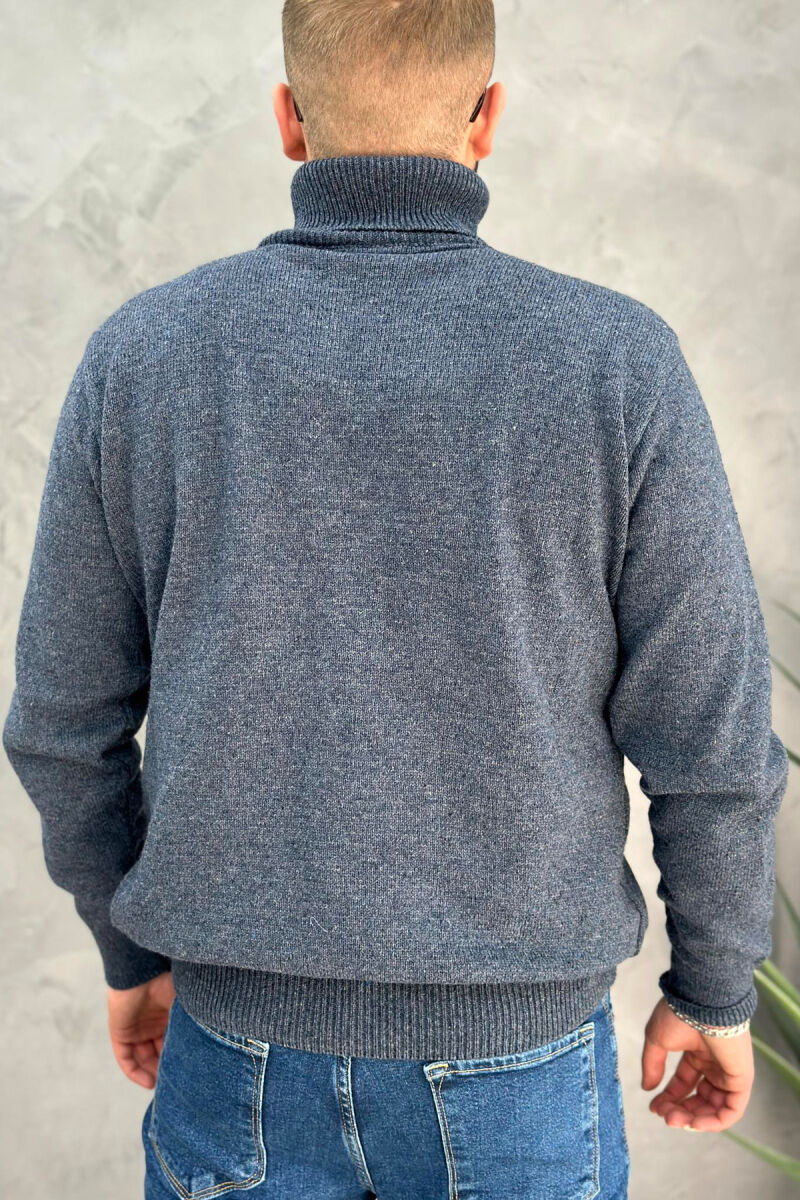 HIGH NECK SIMPLE MAN SWEATER BLUE/BLU - 3