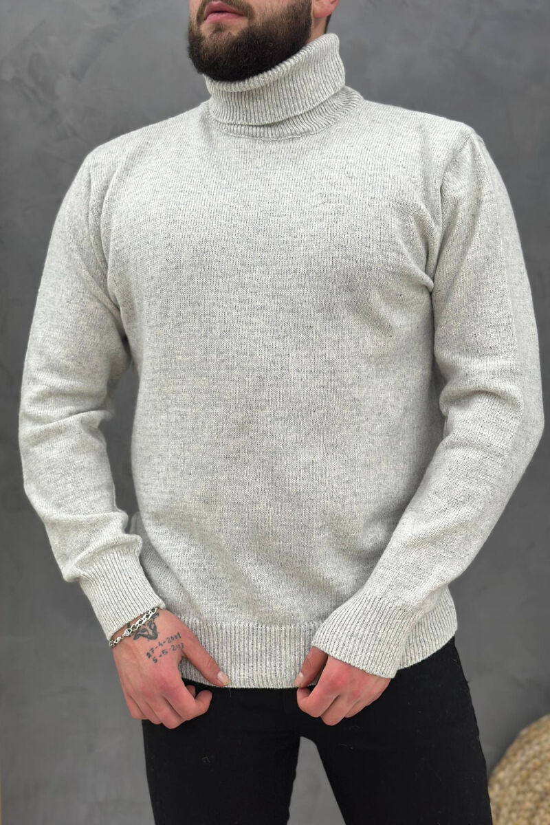 HIGH NECK SIMPLE MAN SWEATER LIGHT GREY/GZ - 1