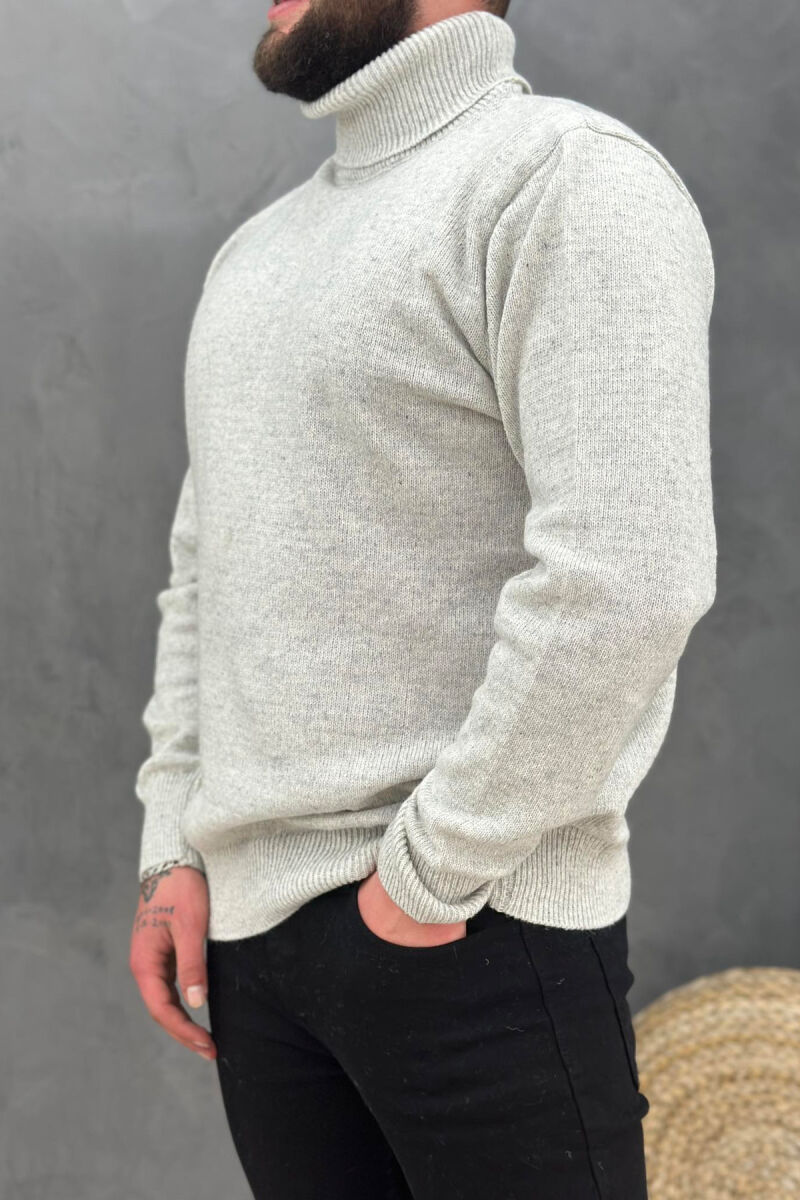 HIGH NECK SIMPLE MAN SWEATER LIGHT GREY/GZ - 2