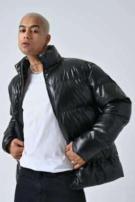 HIGH NECK SIMPLE MEN PUFFER JACKET BLACK/ E ZEZE 