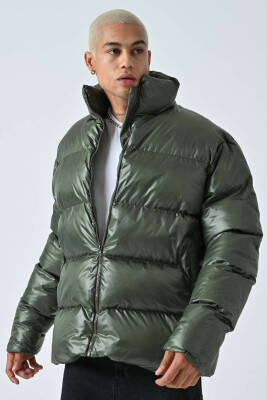 HIGH NECK SIMPLE MEN PUFFER JACKET GREEN/JESHILE 